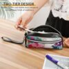 Leather Pencil Cases Hawaiian Flower Print Pen Pouch Travel Cosmetic Bag for Purse Portable Makeup Brush Bag Holder Coin Purse for Women Makeup Case Purse Organizer