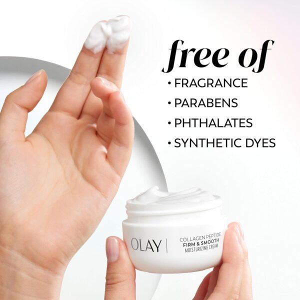 Olay Firm & Smooth Collagen Peptide Face Moisturizer, 2 oz Fragrance Free Firming Face Cream for Hydration and Skin Renewal, Recyclable Eco Jar Packaging