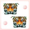 Little Fat Tiger Head Makeup Bag For Women, Waterproof Linen Travel Cosmetic Organizer Lightweight Zipper Travel Toiletry Bag Organizer Makeup Brushes Storage Bag
