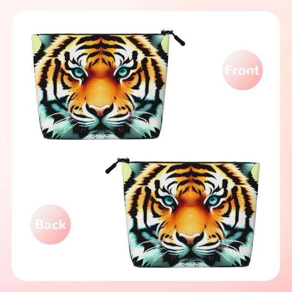 Little Fat Tiger Head Makeup Bag For Women, Waterproof Linen Travel Cosmetic Organizer Lightweight Zipper Travel Toiletry Bag Organizer Makeup Brushes Storage Bag