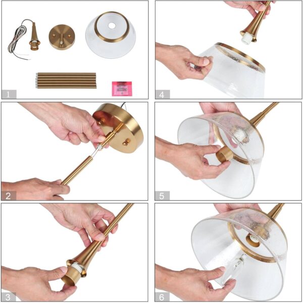 classy leaves Gold Pendant Lights Kitchen Island, Kitchen Pendant Lighting Over Island with Seeded Glass, 9 Inch Modern Plating Brass Pendant Light Fixtures