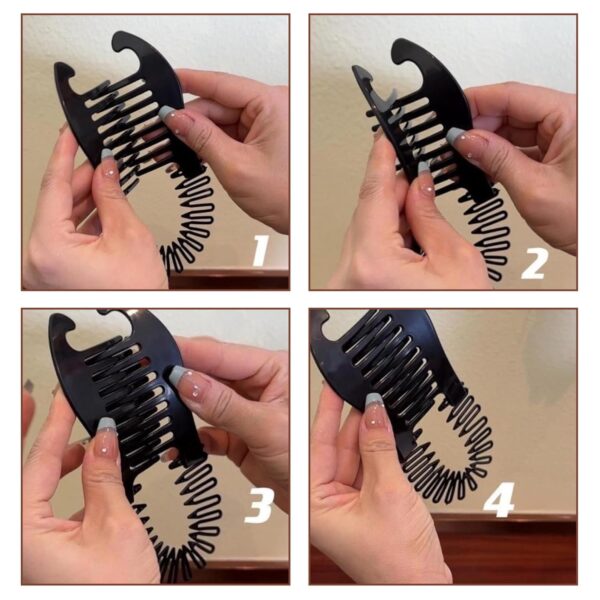 2Pcs Banana Clip, Fashionable Plastic Interlocking Soft Bendable Banana Hair Clips for Women Clincher Ponytail Styling Tools