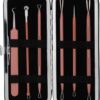 JPNK Blackhead Remover Tool Comedones Extractor Acne Removal Kit for Blemish, Whitehead Popping, 6 Pcs Zit Removing for Nose Face Tools with a Leather Bag (Pink)