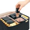 NISHEL Large Double Layer Travel Makeup Bag Women, Cosmetic Case, Organizer for Travel-Size Accessories Bottles, Brushes, Conditioner, and Skin Care Products, Black