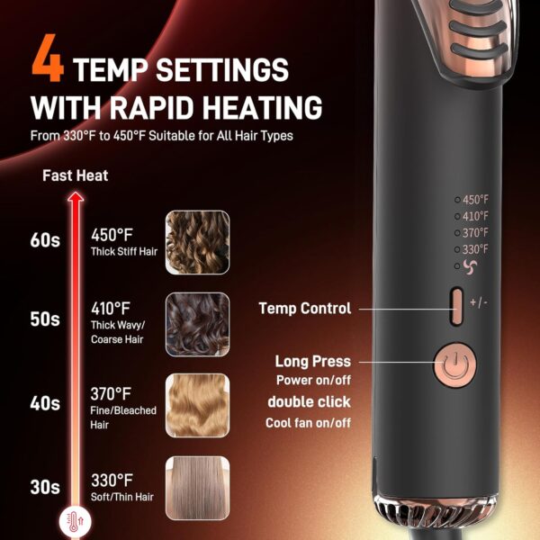 Upgraded 360° Airflow Styler Curling Iron - Keratin Hair Straightener and Curler 2 in 1, 1.5 Inch Titanium Ionic Curling Iron for Lasting Curls, 4 Temps, Dual Voltage for International Travel