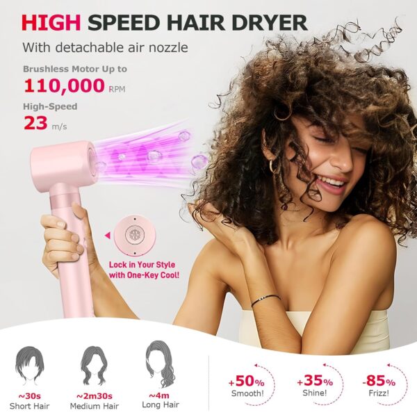 5 in 1 High-Speed Hot Air Styler - Professional Frizz-Free Hair Dryer Brush, Fast Drying Hair Dryer, No Heat Damage Air Styler Wrap - Curl, Volumize, Straighten with Travel Bag