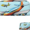 Cartoon Airplane Makeup Bag for Women Men Pencil Pouch Travel Small Cosmetic Bag Zippered Toiletry Bags Aesthetic Pen Bags Trendy Storage Bags Leather Coin Pouch Purse