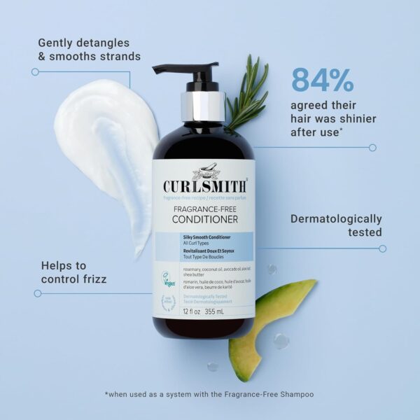 CURLSMITH Fragrance-Free Conditioner 12 oz | Gently Detangles, Soften and Smooths Hair for Silky Curls