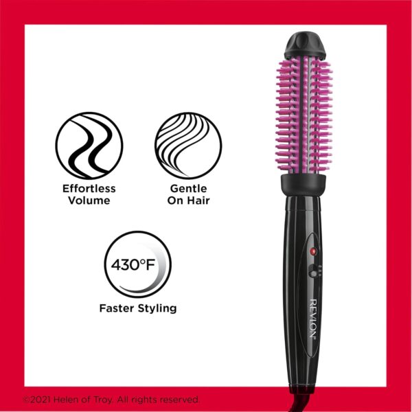 REVLON Silicone Bristle Heated Hair Styling Brush | Fast, Long Lasting Volume for Easy Styling | 1" Barrel for Full Body and Smooth Styles (Black/Pink)