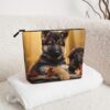 Little German Shepherd Dog Makeup Bag For Women, Waterproof Linen Travel Cosmetic Organizer Lightweight Zipper Travel Toiletry Bag Organizer Makeup Brushes Storage Bag