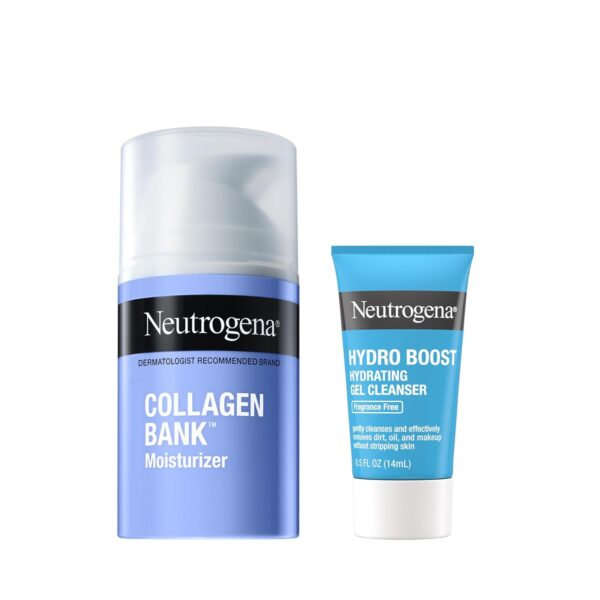 Neutrogena Collagen Bank Face Moisturizer, Daily Skin Care Anti-Aging Face & Neck Collagen Cream with Bakuchiol for Visibly Plump Skin, 2 fl. Oz & Trial Size Hydro Boost Facial Cleanser 0.5oz