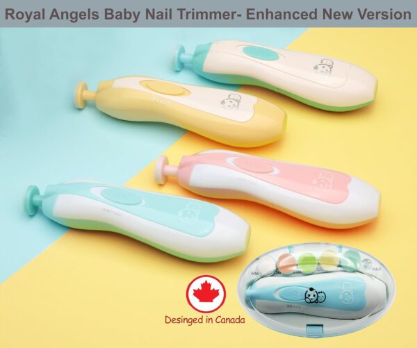 Baby Nail Trimmer 21 in 1, Usage Labeled Case & 13 Extra Replacement Tools, Royal Angels Baby Electric Nail File, Baby Nail Care, Nail Clipper Newborn Toddler Toes & Fingernails Nail Kit (Blue)