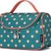 Yeiotsy Polka Dots Makeup Bag - Hanging Travel Toiletry Organizer for Women & Girls with Brush Holders