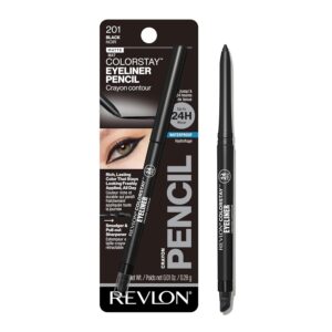 Revlon ColorStay Pencil Eyeliner with Built-in Sharpener, Waterproof, Smudgeproof, Longwearing Eye Makeup with Ultra-Fine Tip, Black, 0.01 oz