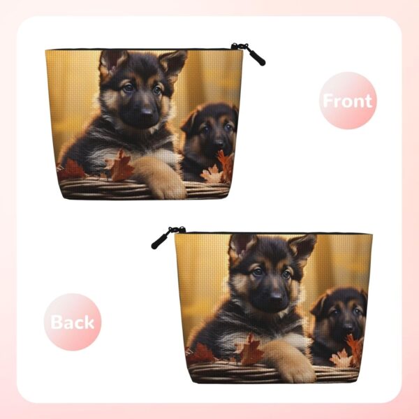 Little German Shepherd Dog Makeup Bag For Women, Waterproof Linen Travel Cosmetic Organizer Lightweight Zipper Travel Toiletry Bag Organizer Makeup Brushes Storage Bag
