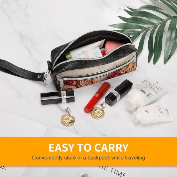 Leather Pencil Cases Valentine Rose Heart Shape Pen Pouch Travel Cosmetic Bag for Purse Portable Makeup Brush Bag Holder Coin Purse for Women Makeup Case Purse Organizer