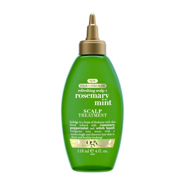 OGX Extra Strength Refreshing Scalp + Rosemary Mint, Refreshing to Help Remove Scalp Buildup, Minty Leave-In Dry for Shiny Hair, 4 fl. Oz