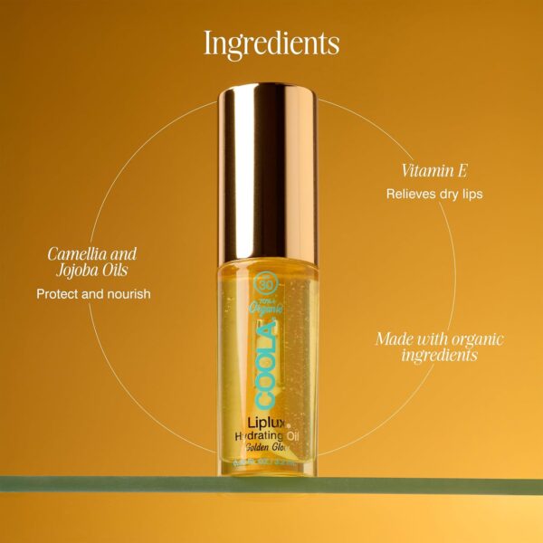 COOLA Organic Liplux Lip Oil and Lip Gloss Sunscreen with SPF 30, Dermatologist Tested Lip Balm for Daily Protection, Vegan and Gluten Free, 0.11 Fl Oz (Pack of 1)