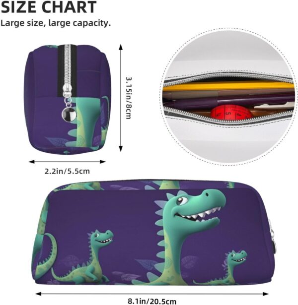 Cartoon dinosaur Makeup Bag for Women Men Pencil Pouch Travel Small Cosmetic Bag Zippered Toiletry Bags Aesthetic Pen Bags Trendy Storage Bags Leather Coin Pouch Purse