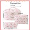 LAKSMI 3PCS Cotton Quilted Floral Makeup Bag Set for Women Girls, Cute Make Up Bags with Brush Pockets, Large Wide-Open Toiletry Pouch Gifts for Toiletries Accessories Travelling Essentials