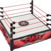 Mattel WWE Superstar Ring with Labels - Main Event & RAW, Spring-Loaded Ring Mat & Pro Tension Elastic Rope