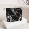 Black And White Marble Makeup Bag For Women, Waterproof Linen Travel Cosmetic Organizer Lightweight Zipper Travel Toiletry Bag Organizer Makeup Brushes Storage Bag