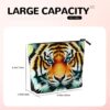 Little Fat Tiger Head Makeup Bag For Women, Waterproof Linen Travel Cosmetic Organizer Lightweight Zipper Travel Toiletry Bag Organizer Makeup Brushes Storage Bag