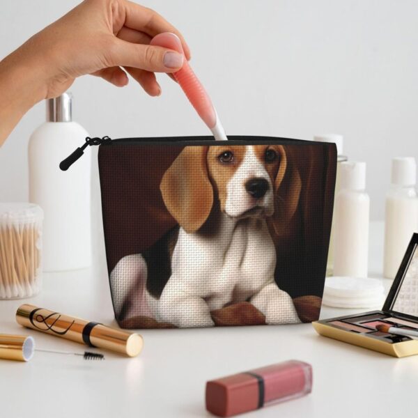 Lovely Pet Dog Beagle Makeup Bag For Women, Waterproof Linen Travel Cosmetic Organizer Lightweight Zipper Travel Toiletry Bag Organizer Makeup Brushes Storage Bag