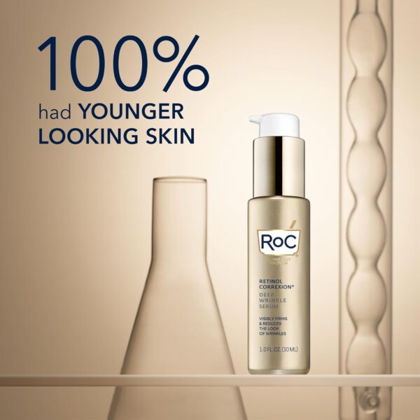 RoC Retinol Correxion Deep Wrinkle Retinol Face Serum with Ascorbic Acid, Daily Anti-Aging Skin Care Treatment for Fine Lines, Dark Spots, Acne Scars, 1 Ounce (Packaging May Vary)
