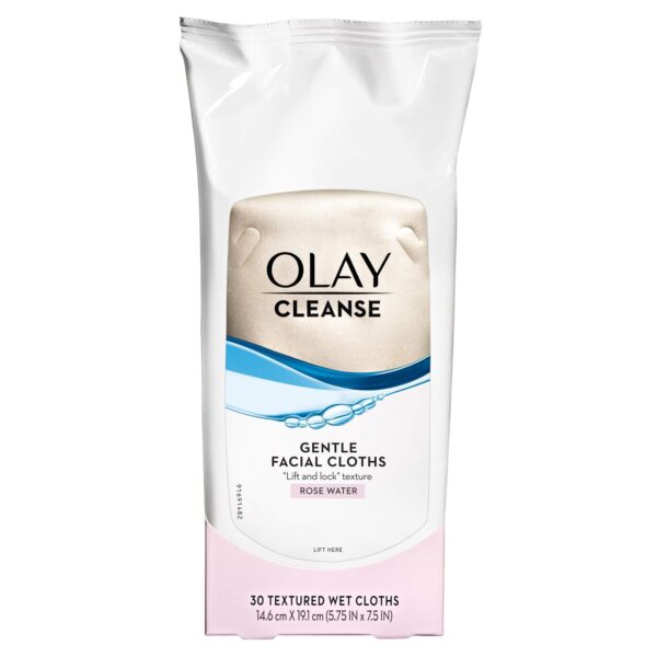 Olay Cleanse Makeup Remover Cleansing Face Wipes, Daily Facial Towelettes, Rose Water, 25 Count, 3 Pack