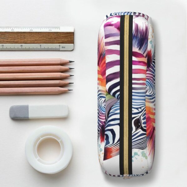 Cute Colorful Zebra Makeup Bag for Women Men Pencil Pouch Travel Small Cosmetic Bag Zippered Toiletry Bags Aesthetic Pen Bags Trendy Storage Bags Leather Coin Pouch Purse