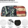 Statue Liberty American Flag Makeup Bag for Women Men Pencil Pouch Travel Small Cosmetic Bag Zippered Toiletry Bags Aesthetic Pen Bags Trendy Storage Bags Leather Coin Pouch Purse