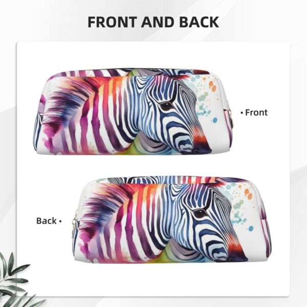 Cute Colorful Zebra Makeup Bag for Women Men Pencil Pouch Travel Small Cosmetic Bag Zippered Toiletry Bags Aesthetic Pen Bags Trendy Storage Bags Leather Coin Pouch Purse