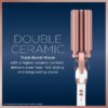 Conair Double Ceramic 3 Barrel Curling Iron, Hair Waver, Create Beachy Waves, Long-Lasting Natural Tight Waves for all Hair Lengths, White / Rose Gold