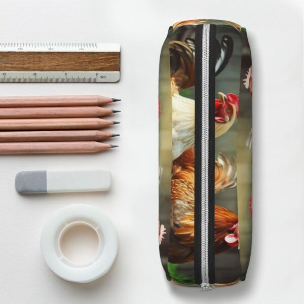 Farm Rustic Chickens Makeup Bag for Women Men Pencil Pouch Travel Small Cosmetic Bag Zippered Toiletry Bags Aesthetic Pen Bags Trendy Storage Bags Leather Coin Pouch Purse