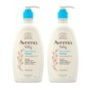 Aveeno Baby Daily Moisture Body Lotion for Sensitive Skin, Hypoallergenic Moisturizing Baby Lotion with Nourishing Oat to Deeply Moisturize Baby's Skin, Fragrance-Free, 18 fl. oz, 2 Pack