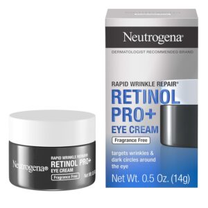 Neutrogena Rapid Wrinkle Repair Retinol Pro+ Anti-Wrinkle Eye Cream, Targeted Eye Cream for Wrinkles & Dark Circles, Formulated without Fragrance, Dyes, Phthalates, and Parabens, 0.5 oz