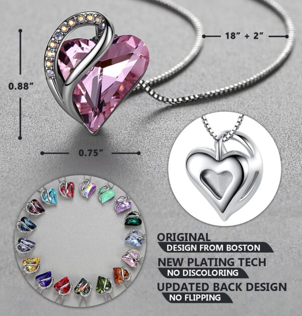 Leafael Mothers Day Gift Necklaces for Women, Infinity Love Heart Pendant with Birthstone Crystals, Silver Plated 18 plus 2 inch Chain, Birthday Jewelry for Mom and Wife