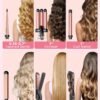 5 in 1 Wand Curling Iron-Kinked Curling Wand Set with Flat Iron Hair Straightener, 3 Barrels Hair Crimper, 3 Ceramic Curling Irons (0.35"-1.25"), 2 Temps Fast Heat Hair Waver Curler with Glove & Clip