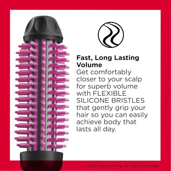 REVLON Silicone Bristle Heated Hair Styling Brush | Fast, Long Lasting Volume for Easy Styling | 1" Barrel for Full Body and Smooth Styles (Black/Pink)