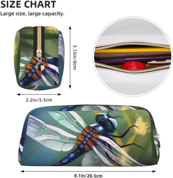 Dragonfly painting Makeup Bag for Women Men Pencil Pouch Travel Small Cosmetic Bag Zippered Toiletry Bags Aesthetic Pen Bags Trendy Storage Bags Leather Coin Pouch Purse
