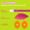 Real Techniques Vivid Escape Bright Eyes Concealer 4 Piece Set, Includes Kitten Paw Makeup Brush, Powder Puff, & Concealer Makeup Blending Sponge, Targeted Concealing, Travel Friendly, Cruelty-Free