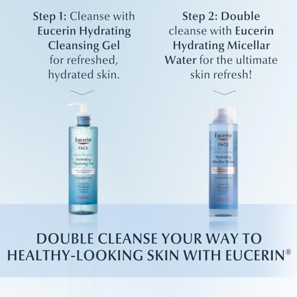 Eucerin Face Gentle Cleansing Hydrating Cleansing Gel, Daily Face Wash and Makeup Remover with Hyaluronic Acid, 13.5 Fl Oz Bottle