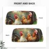 Farm Rustic Chickens Makeup Bag for Women Men Pencil Pouch Travel Small Cosmetic Bag Zippered Toiletry Bags Aesthetic Pen Bags Trendy Storage Bags Leather Coin Pouch Purse