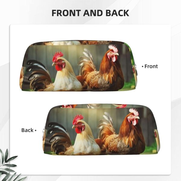 Farm Rustic Chickens Makeup Bag for Women Men Pencil Pouch Travel Small Cosmetic Bag Zippered Toiletry Bags Aesthetic Pen Bags Trendy Storage Bags Leather Coin Pouch Purse