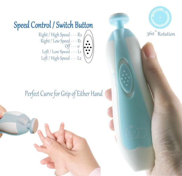Baby Nail Trimmer 21 in 1, Usage Labeled Case & 13 Extra Replacement Tools, Royal Angels Baby Electric Nail File, Baby Nail Care, Nail Clipper Newborn Toddler Toes & Fingernails Nail Kit (Blue)