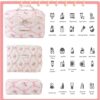 LAKSMI 3PCS Cotton Quilted Floral Makeup Bag Set for Women Girls, Cute Make Up Bags with Brush Pockets, Large Wide-Open Toiletry Pouch Gifts for Toiletries Accessories Travelling Essentials