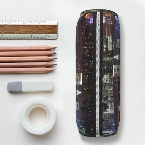 New York Night Makeup Bag for Women Men Pencil Pouch Travel Small Cosmetic Bag Zippered Toiletry Bags Aesthetic Pen Bags Trendy Storage Bags Leather Coin Pouch Purse