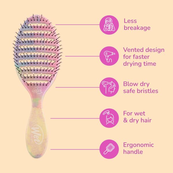 Wet Brush Speed Dry Hair Brush - Stripes (Color Wash) - Vented Design and Ultra Soft HeatFlex Bristles Are Blow Dry Safe With Ergonomic Handle Manages Tangle and Uncontrollable Hair - Pain-Free