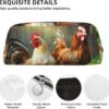 Farm Rustic Chickens Makeup Bag for Women Men Pencil Pouch Travel Small Cosmetic Bag Zippered Toiletry Bags Aesthetic Pen Bags Trendy Storage Bags Leather Coin Pouch Purse